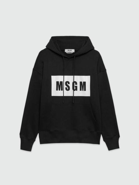 Black cotton sweatshirt with graphic box logo
