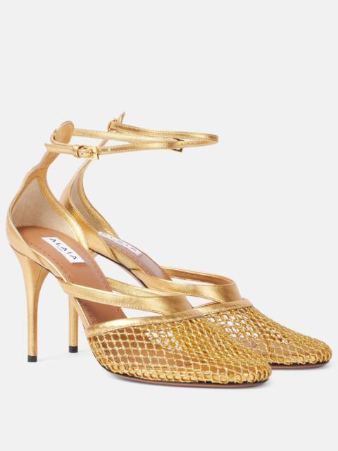 Infradito Fishnet 90 leather pumps