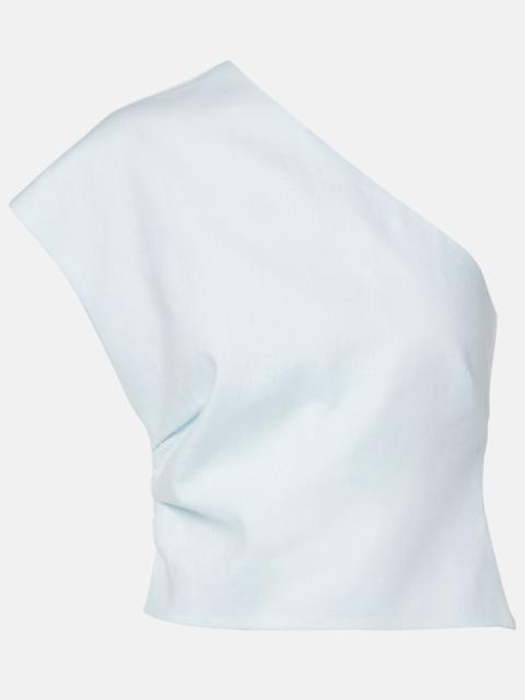 One-shoulder linen top