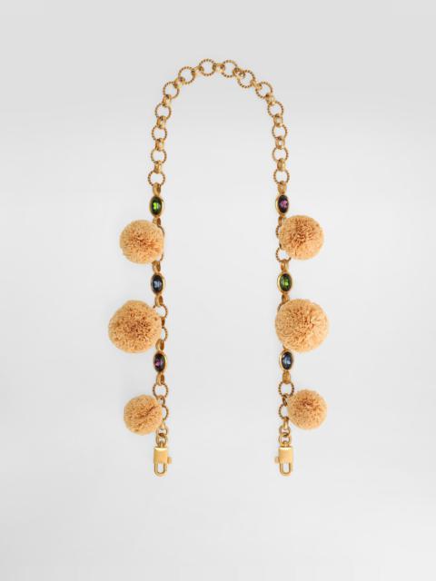 Metal bag shoulder strap with bezels