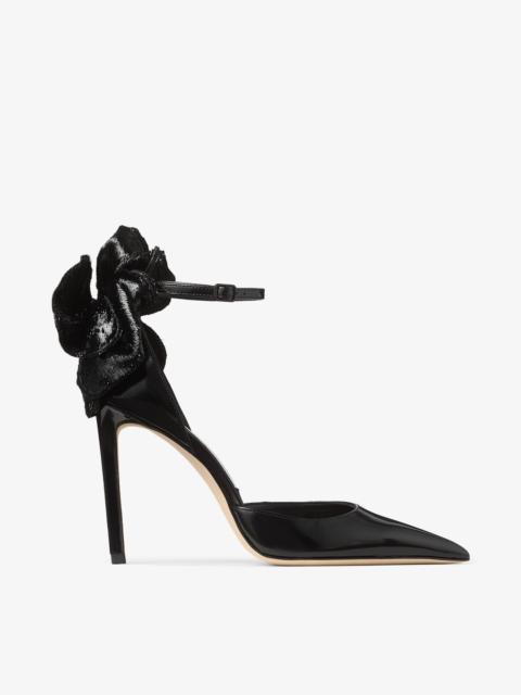 Marja 100
Black Soft Spazzolato Pumps with Short Tinsel Corsage