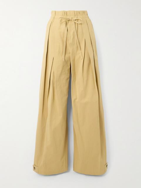 Pleated Twill Wide-leg Pants