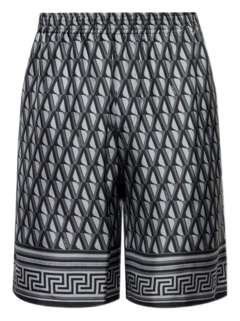 Greca-trim silk shorts