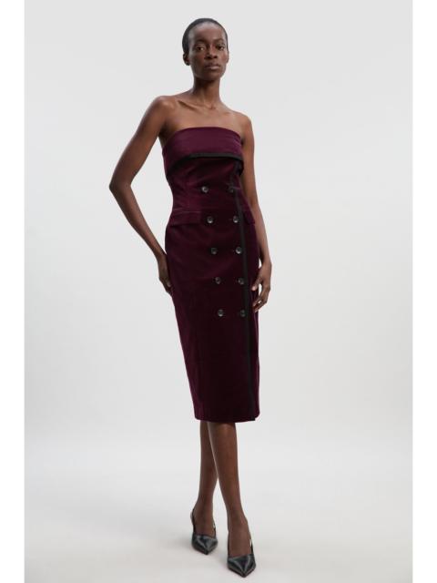 Velvet Groisgrain Bandeau Midi Tailored Dress