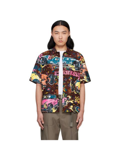 Burgundy Car Race Tropical Print Shirt