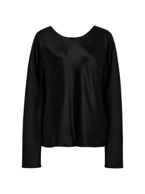 Barb Lace-Trimmed Satin Top black
