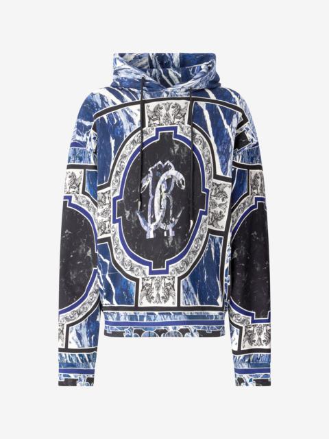 Sweatshirt With Marble Print And Embellishments