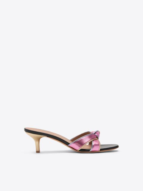 Raquel 45 Pink Knotted Metallic Leather Sandals