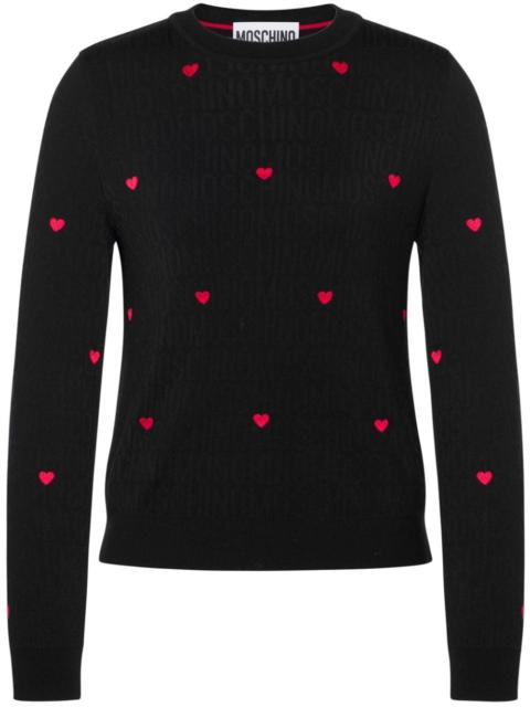 heart-embroidered intarsia-knit jumper