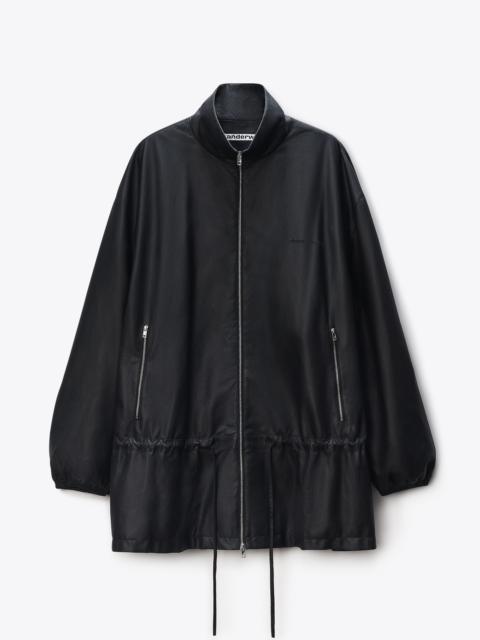 Drop Waist Parka in Bonded Leather