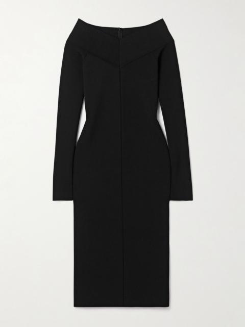 Off-the-shoulder knitted dress Black