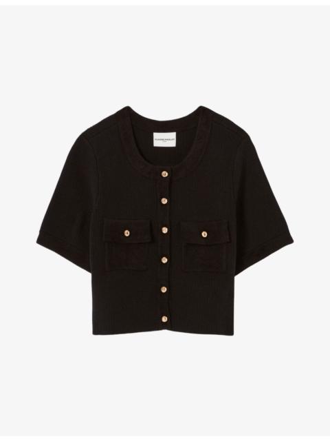 Short-Sleeve Velvet Knit Cardigan