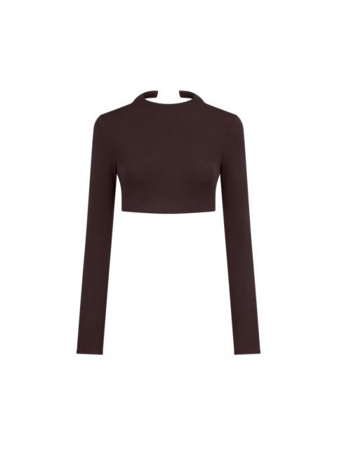 IMPOSSIBLE BACKLESS LONG SLEEVE CROPPED TOP