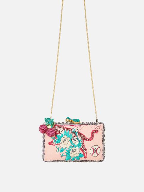 HARDCASE CLUTCH WITH RAFFIA DETAIL