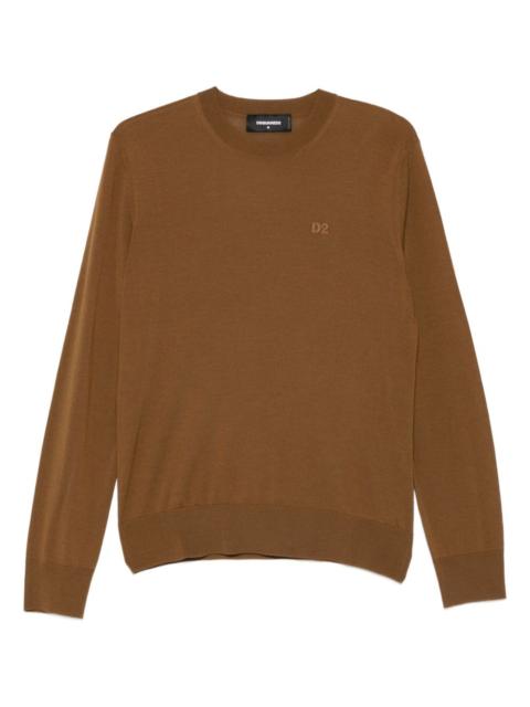 D2 logo-embroidered wool top