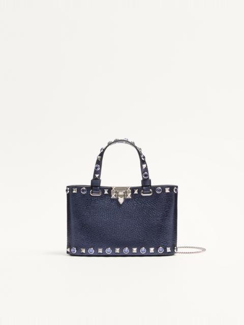 VALENTINO GARAVANI ROCKSTUD MINI SHOPPING BAG IN LAMINATED CALFSKIN