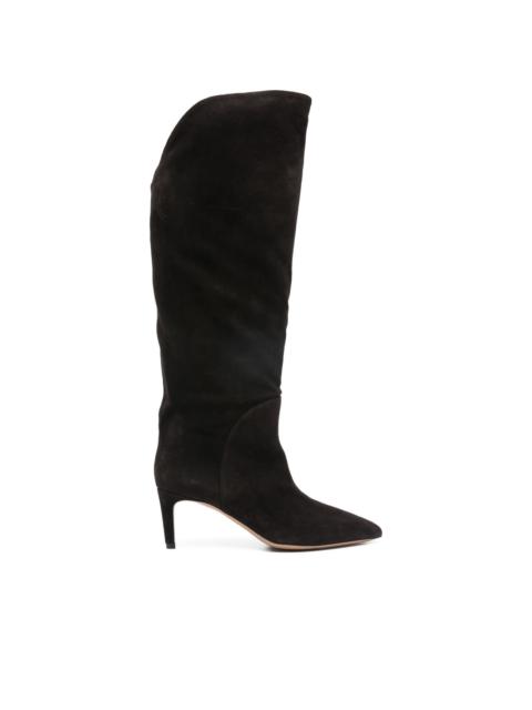 pointed calf suede boots