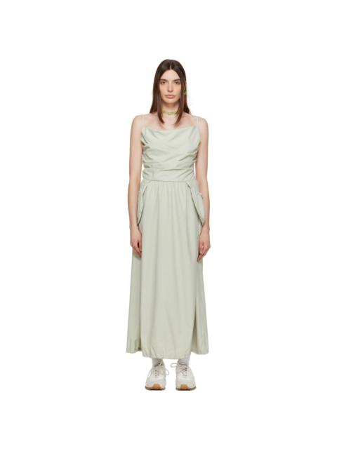 Green Gathered Midi Dress