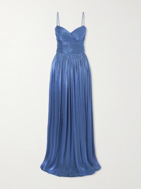 Sereen Draped Pleated Metallic Georgette Gown