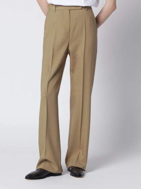 Wide-leg trousers in camel wool and silk poplin