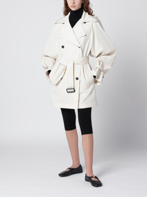 Ivory double-breasted cotton trench coat