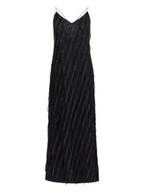 fringe-embellished slip dress