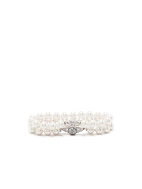 Orb-charm pearl necklace