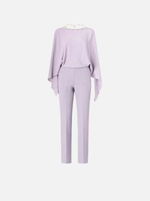 LONG PLAYSUIT WITH EXPOSED BACK AND JEWEL NECKLACE