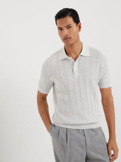Cotton textured rib knit polo