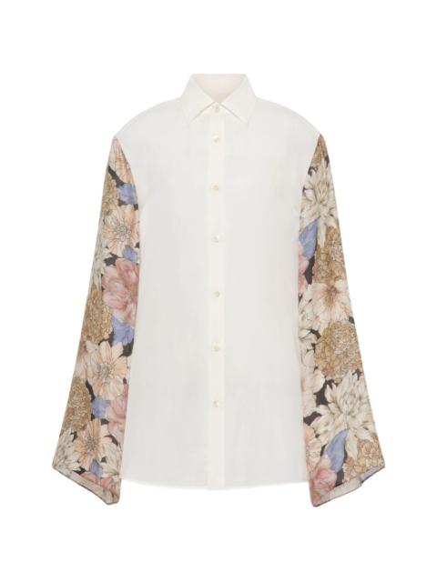 floral-sleeve shirt