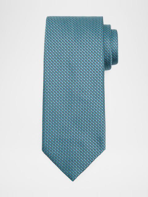 Men & apos;s Micro-Geometric Square Jacquard Silk Tie