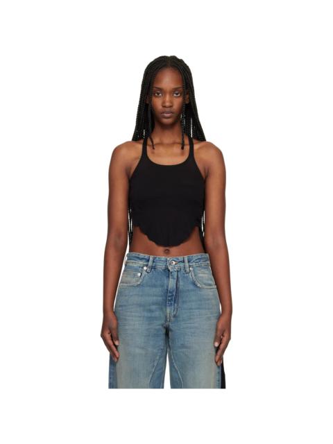 Black Temple Basic Cropped Tank Top