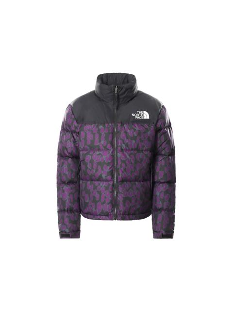 The North Face Womens 1996 Printed Retro Nuptse 700 Fill Packable Jacket Gravity Purple Leopard Prin