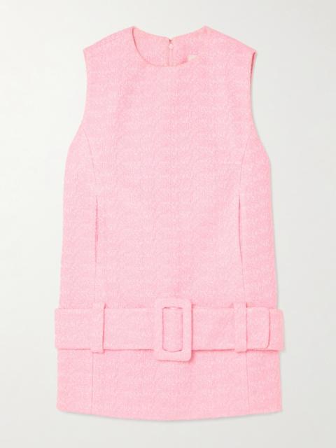 Belted Cotton-blend Bouclé-tweed Mini Dress
