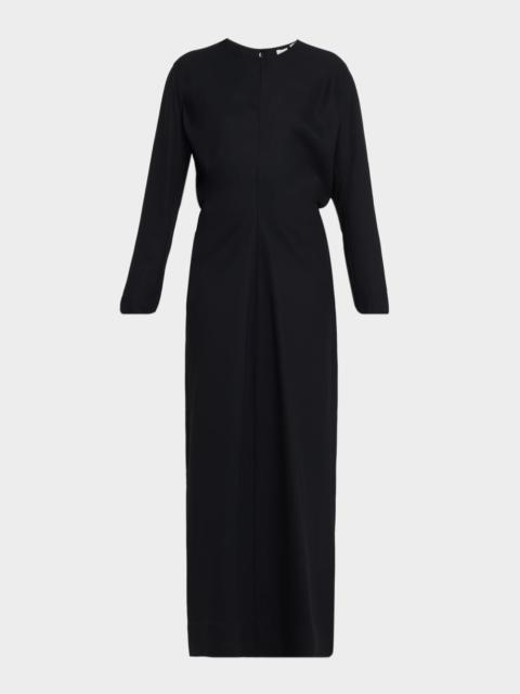 Slouch Waist Long-Sleeve Ankle Dress