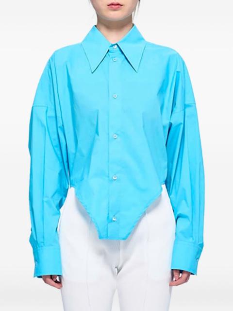 long-sleeved pointed-hem shirt