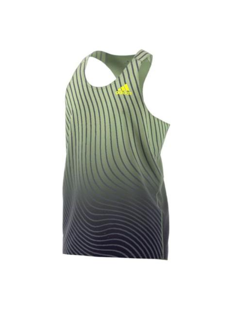 Men's adidas Stripe Logo Gradient Casual Sports Carbon Black Vest HK5635