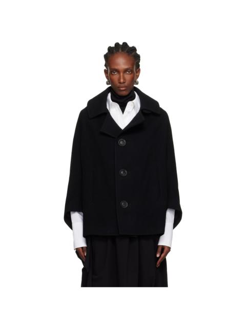 Black U-Irregular Short Sleeve Coat