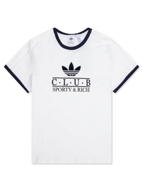 WOMEN'S ADIDAS X SPORTY & RICH T-SHIRT - CORE WHITE/NIGHT NAVY
