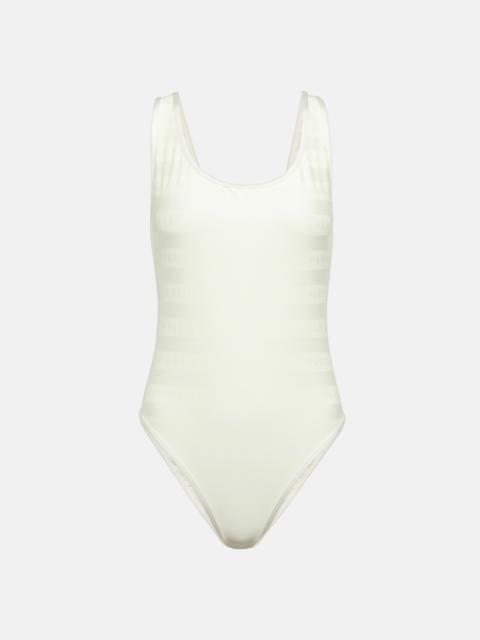 Logo striped swimsuit