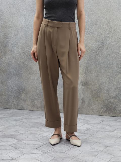 Silk and acetate crêpe cady baggy sartorial trousers