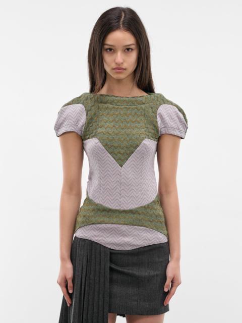 Compass Paneled Chevron Jersey Top