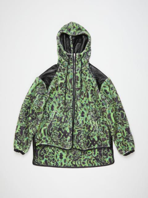 Printed fleece hooded jacket - Green/black