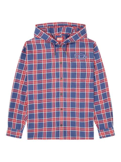 checked hooded jacket