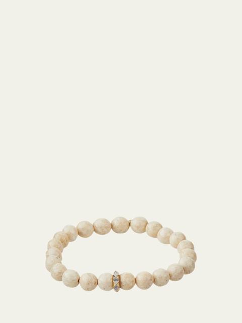 8mm Cream Jasper Spike Spacer Stretch Bracelet