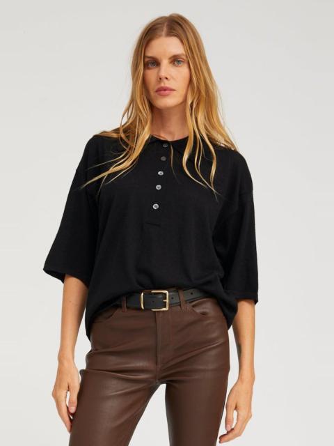 BLACK CASHMERE OVERSIZED POLO