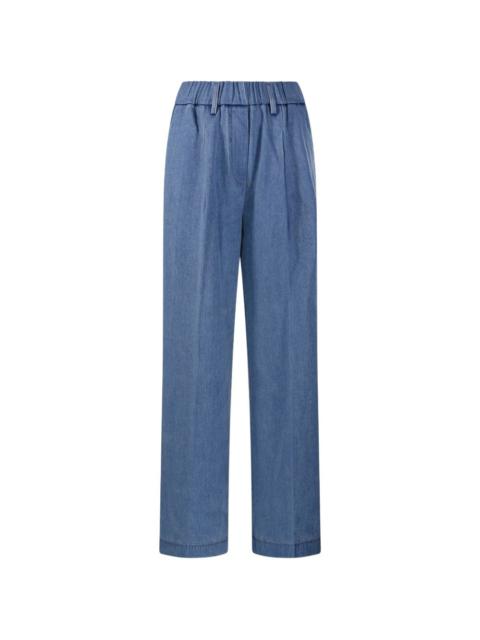 elasticated denim trousers