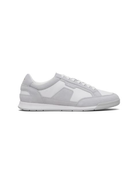 Gray & White Satin Low Sneakers