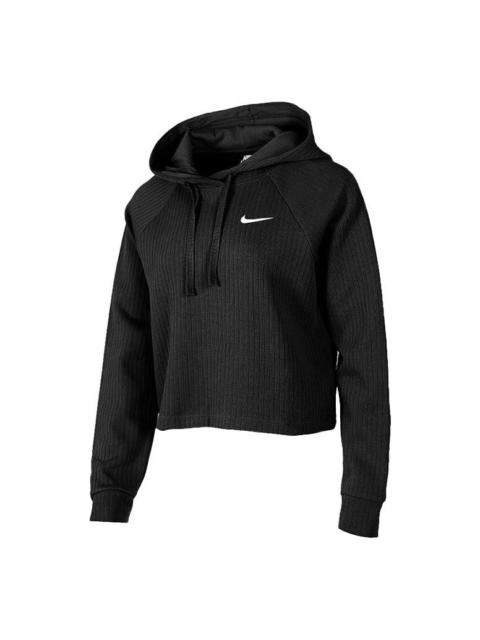 (WMNS) Nike Sportswear Cropped Hoodie 'Black White' CJ2664-010