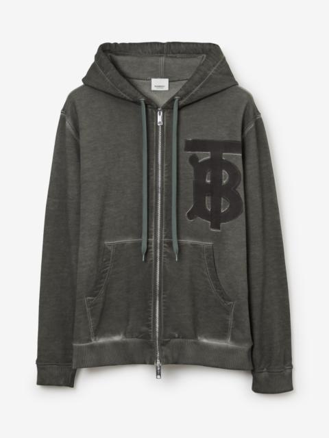 Monogram Motif Cotton Oversized Zip Hoodie